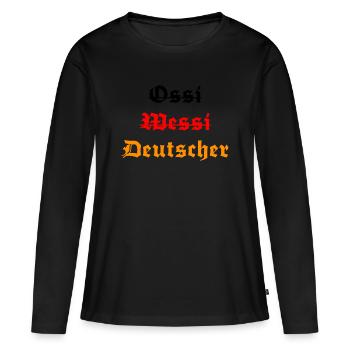 Ossi Wessi Mauer Weg Einheit Feiertag Deutschland - Frauen Premium Bio Langarmshirt - Schwarz - Vorne - Julia (174cm)