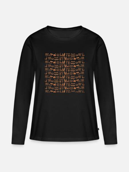 altes ägypten, Hieroglyphenmuster, geschenkidee - Frauen Premium Bio Langarmshirt - Schwarz
