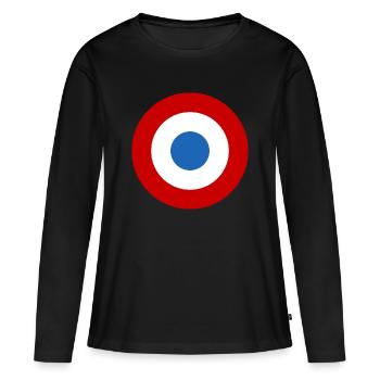 autocollant air force roundel France armée de l’air - T-shirt manches longues Premium bio Femme - noir - Devant - Julia (174cm)