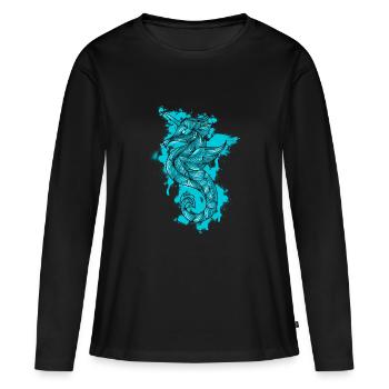 hippocampe - T-shirt manches longues Premium bio Femme - noir - Devant - Julia (174cm)