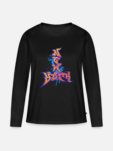 New York Graffiti - Frauen Premium Bio Langarmshirt - Schwarz