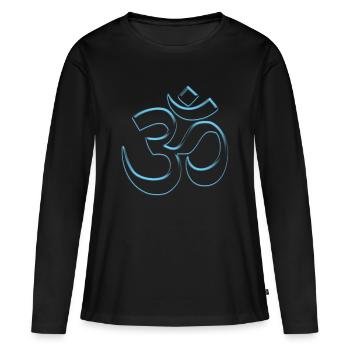 Bouddhisme cool signe Om bleu voir à travers - T-shirt manches longues Premium bio Femme - noir - Devant - Julia (174cm)