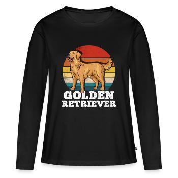 Golden retriever - T-shirt manches longues Premium bio Femme - noir - Devant - Julia (174cm)