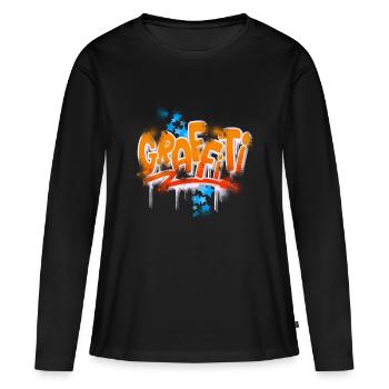 graffiti - T-shirt manches longues Premium bio Femme - noir - Devant - Julia (174cm)