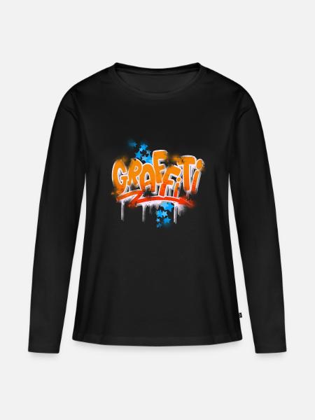 Graffiti - Frauen Premium Bio Langarmshirt - Schwarz