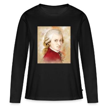 Wolfgang Amadeus Mozart dans un style aquarelle - T-shirt manches longues Premium bio Femme - noir - Devant - Julia (174cm)