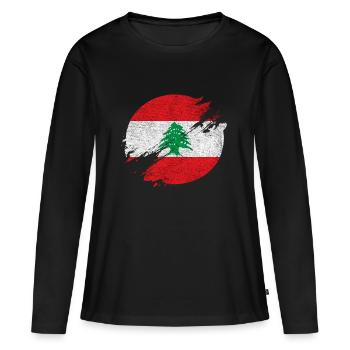 Liban Vintage Cercle / Idée cadeau - T-shirt manches longues Premium bio Femme - noir - Devant - Julia (174cm)