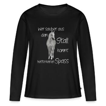 Pferd Spruch Stall Spaß - Frauen Premium Bio Langarmshirt - Schwarz - Vorne - Julia (174cm)