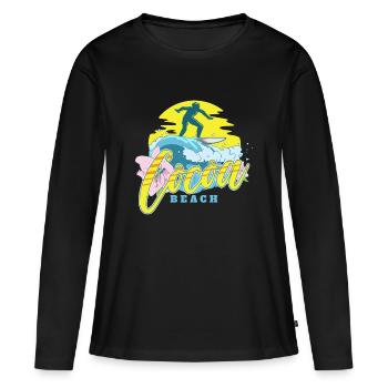Plage de Cacao - T-shirt manches longues Premium bio Femme - noir - Devant - Julia (174cm)