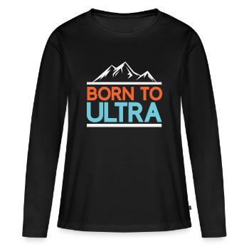 Né pour Ultra Running - T-shirt manches longues Premium bio Femme - noir - Devant - Julia (174cm)