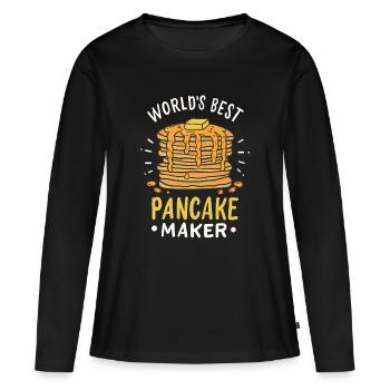 Pfannkuchen - Frauen Premium Bio Langarmshirt - Schwarz - Vorne - Julia (174cm)