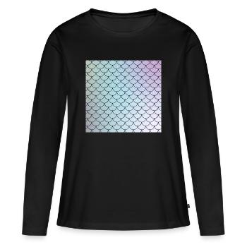 Motif d’écailles de poisson aquarelle - T-shirt manches longues Premium bio Femme - noir - Devant - Julia (174cm)