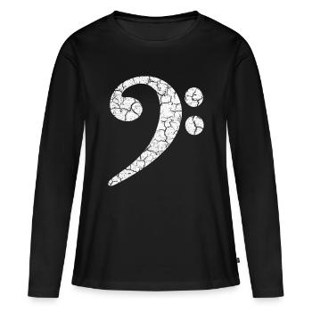 Clé de fa avec un effet grunge cool dans un look usé - T-shirt manches longues Premium bio Femme - noir - Devant - Julia (174cm)