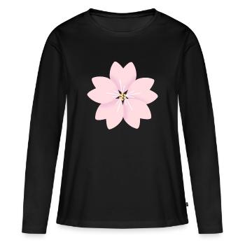 Cherry flower - Women's Premium Organic Long Sleeve Shirt - black - Front - Julia (174cm)