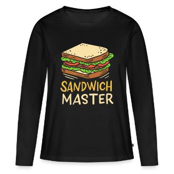 Sandwich - T-shirt manches longues Premium bio Femme - noir - Devant - Julia (174cm)