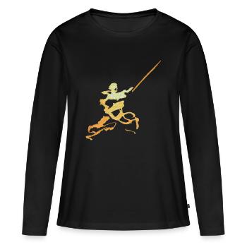 Figurine d’encre d’épéiste - T-shirt manches longues Premium bio Femme - noir - Devant - Julia (174cm)
