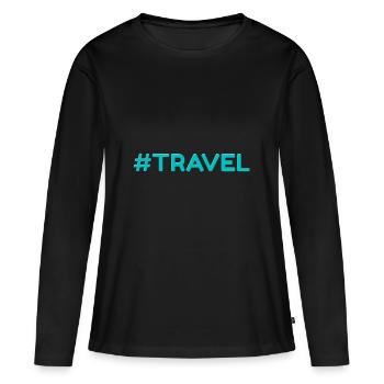 #Travel travel - Women's Premium Organic Long Sleeve Shirt - black - Front - Julia (174cm)