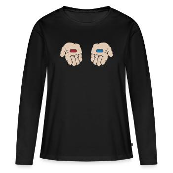 Pilule Rouge Pilule Bleue - T-shirt manches longues Premium bio Femme - noir - Devant - Julia (174cm)