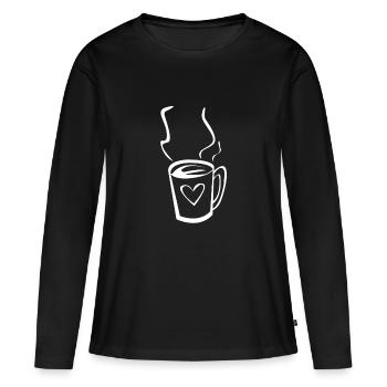 Café Illustration - T-shirt manches longues Premium bio Femme - noir - Devant - Julia (174cm)
