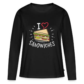 sandwich - T-shirt manches longues Premium bio Femme - noir - Devant - Julia (174cm)