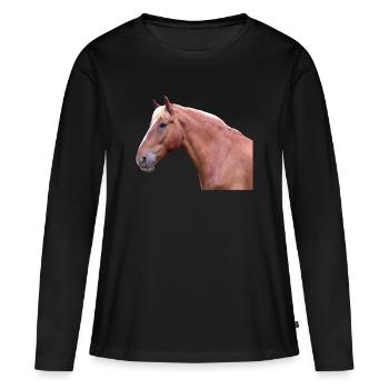 Cheval tête de cheval dressage cheval cheval race - T-shirt manches longues Premium bio Femme - noir - Devant - Julia (174cm)