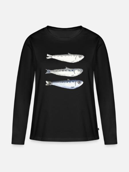 Sardine - Frauen Premium Bio Langarmshirt - Schwarz