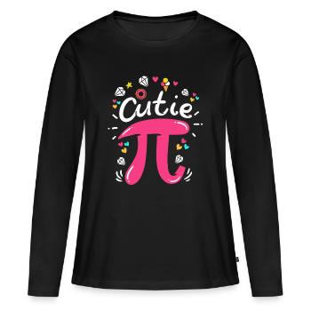 Pi jour Pi maths - T-shirt manches longues Premium bio Femme - noir - Devant - Julia (174cm)