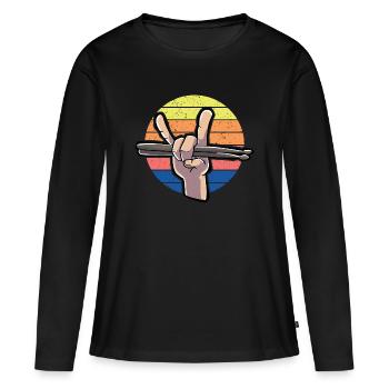 Drumstick Drummer Vintage - Women's Premium Organic Long Sleeve Shirt - black - Front - Julia (174cm)