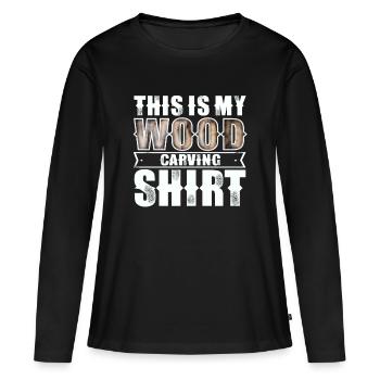 Sculpture sur bois - T-shirt manches longues Premium bio Femme - noir - Devant - Julia (174cm)