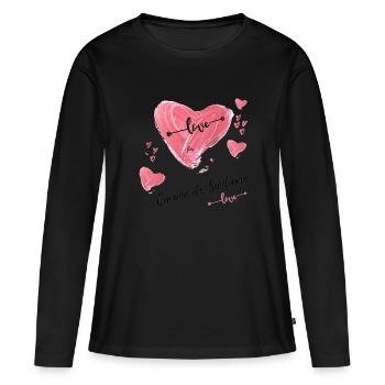 Cœur sur le chemin de Saint-Jacques-de-Compostelle - T-shirt manches longues Premium bio Femme - noir - Devant - Julia (174cm)