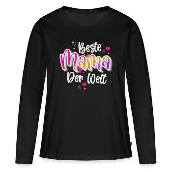 Beste Mama Der Welt - Frauen Premium Bio Langarmshirt - Schwarz - Vorne - Julia (174cm)
