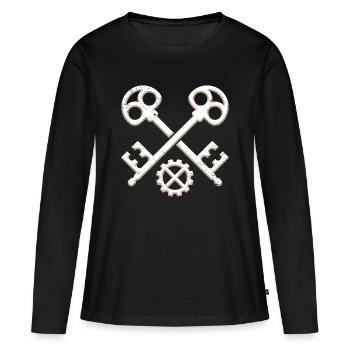 Marque 500 m - T-shirt manches longues Premium bio Femme - noir - Devant - Julia (174cm)