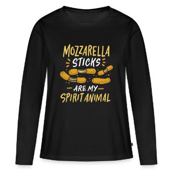 Mozzarella Stick - Frauen Premium Bio Langarmshirt - Schwarz - Vorne - Julia (174cm)