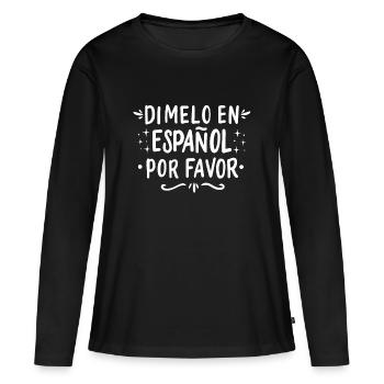 Espagnol Professeur d’espagnol Langue - T-shirt manches longues Premium bio Femme - noir - Devant - Julia (174cm)