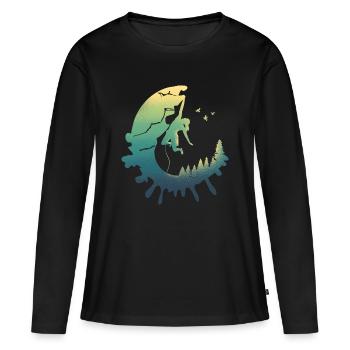 Moonlit Female Rock Climber Forest Silhouette - Women's Premium Organic Long Sleeve Shirt - black - Front - Julia (174cm)