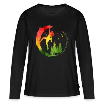 Watercolor Female Rock Climber Forest Adventure - Women's Premium Organic Long Sleeve Shirt - black - Front - Julia (174cm)