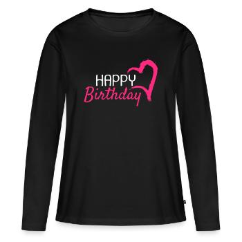 Joyeux anniversaire - T-shirt manches longues Premium bio Femme - noir - Devant - Julia (174cm)