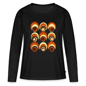 60er 70er Jahre Retro Muster Kreis Stilmuster - Frauen Premium Bio Langarmshirt - Schwarz - Vorne - Julia (174cm)