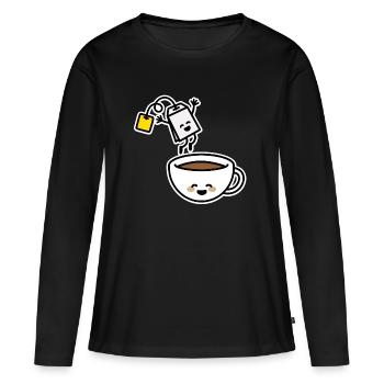 Tea bag tea cup tea drinker tea lover - Women's Premium Organic Long Sleeve Shirt - black - Front - Julia (174cm)