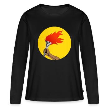 Zaire - Frauen Premium Bio Langarmshirt - Schwarz - Vorne - Julia (174cm)