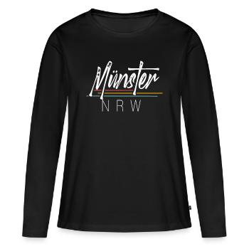 Münster Nrw - Frauen Premium Bio Langarmshirt - Schwarz - Vorne - Julia (174cm)