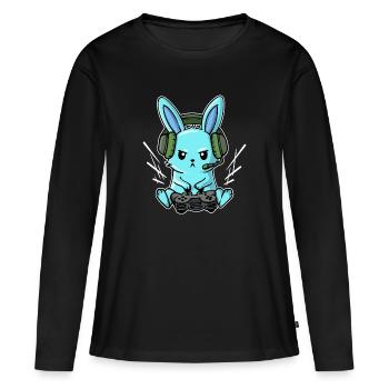 Gamer Headset Controller Joystick Zocker - T-shirt manches longues Premium bio Femme - noir - Devant - Julia (174cm)
