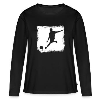 Fußballer Torschuss Silhouette Mannschaft Sport - Frauen Premium Bio Langarmshirt - Schwarz - Vorne - Julia (174cm)