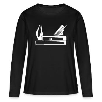 Raboteuse Outil Charpentier Charpentier Symbole Icône de logo - T-shirt manches longues Premium bio Femme - noir - Devant - Julia (174cm)