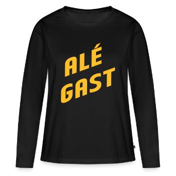 Alé Gast - Antwerpener Dialekt - Frauen Premium Bio Langarmshirt - Schwarz - Vorne - Julia (174cm)
