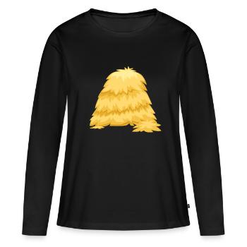 Warum liegt hier Stroh Lustiger Spruch - Frauen Premium Bio Langarmshirt - Schwarz - Vorne - Julia (174cm)