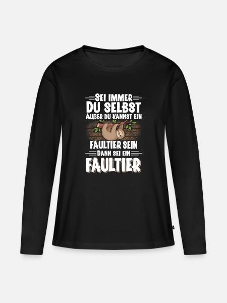 Faultier - Frauen Premium Bio Langarmshirt - Schwarz