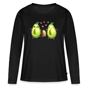 Avocat - Famille - Look partenaire - Grossesse - T-shirt manches longues Premium bio Femme - noir - Devant - Julia (174cm)