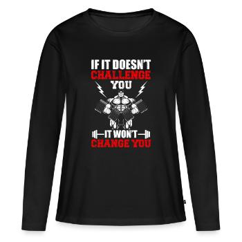 Gym muscle de renforcement fitness - T-shirt manches longues Premium bio Femme - noir - Devant - Julia (174cm)