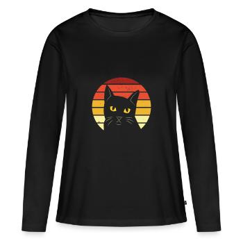Chat Chat Chat Miau Amour de chat Stubentiger - T-shirt manches longues Premium bio Femme - noir - Devant - Julia (174cm)